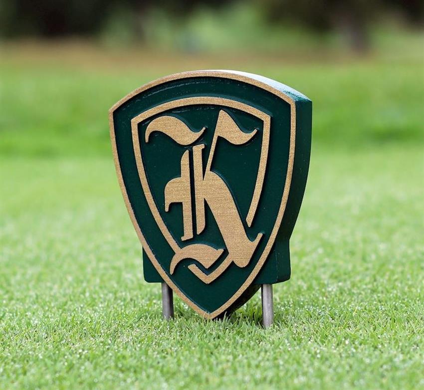 Real Wood Golf Tee Marker  Beveled Design with EverColor™ Tee Band